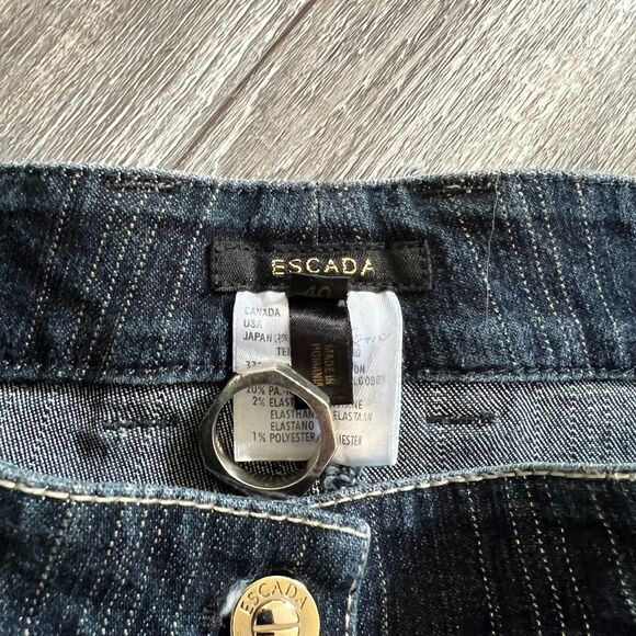 Luxury Escada Designer Denim Bootcut Gold Striped Jeans 40 Euro - Picture 3 of 11